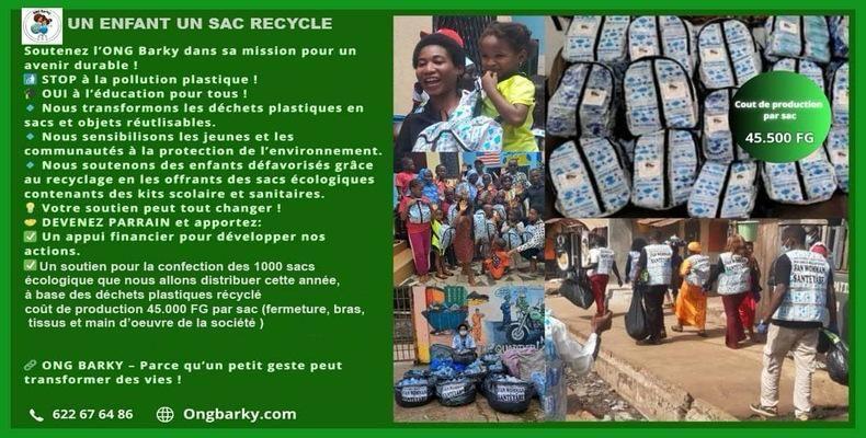 Un enfant, un sac recyclé