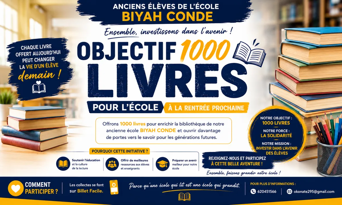 Collecte de fonds pour offrir 1000 livres au gs biyah condÉ à la rentrée scolaire prochaine